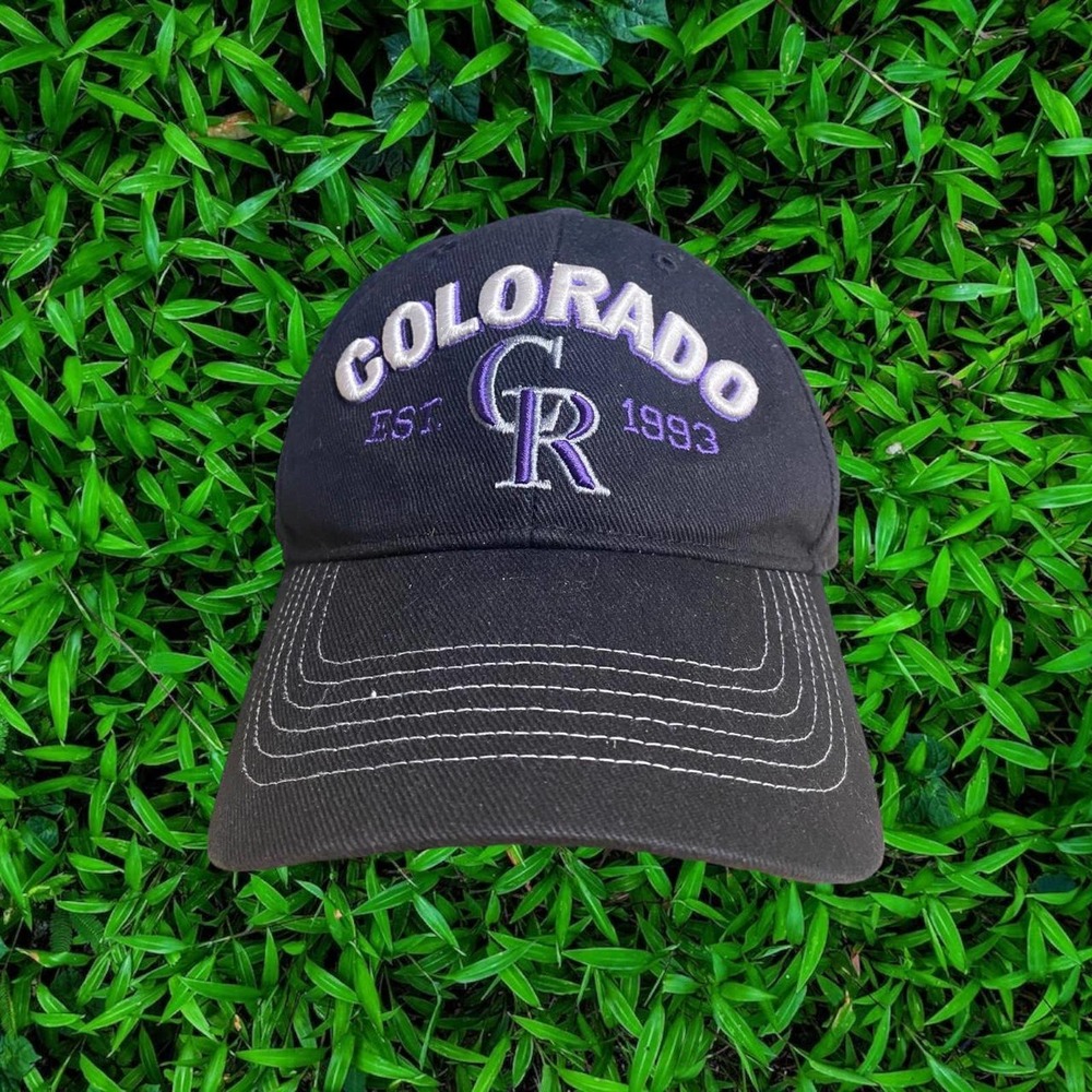 Colorado Rockies Baseball '47 Brand Black Cotton Strapback Dad Cap Hat